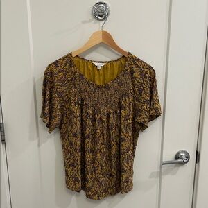 Lucky Brand Paisley Print Blouse in Mustard